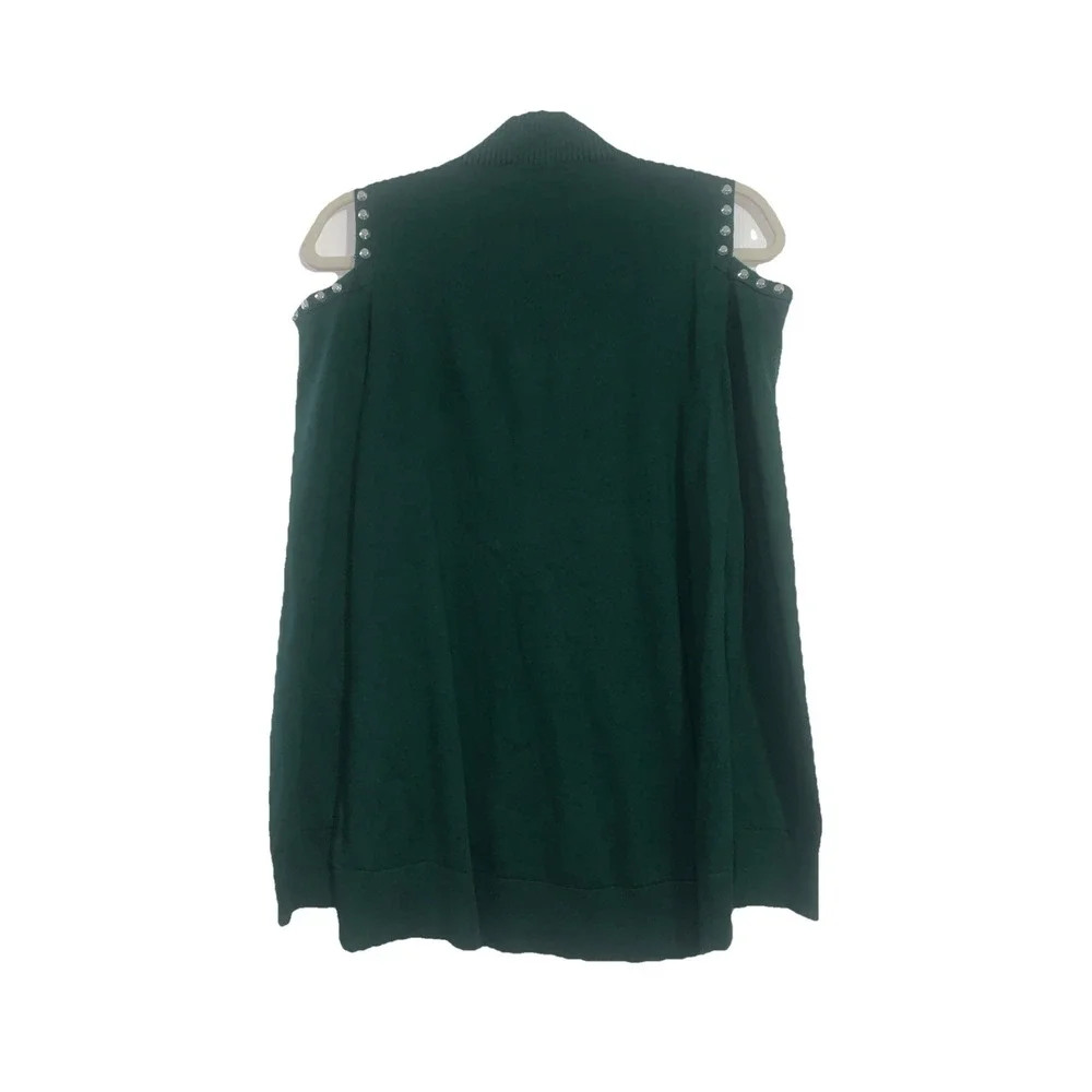 MICHAEL Michael KORS Sweater Womens M Cold Shoulder Pullover Tunic‎ Green Fall
